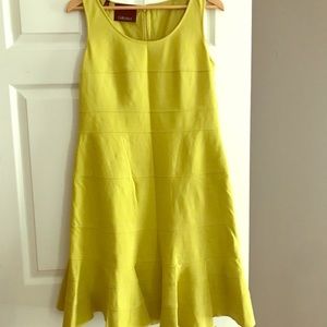 Beautiful lime green shift dress with ruffle hem.